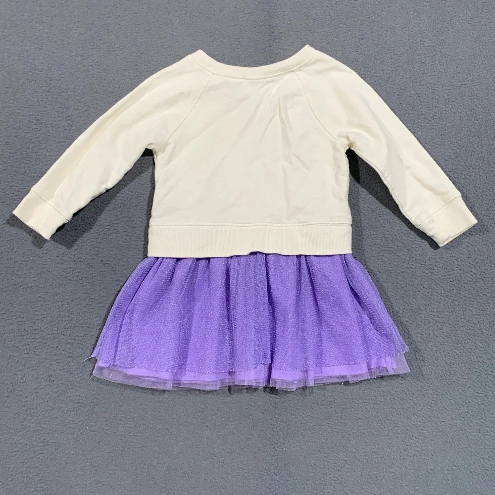Childrens Place Tutu Dress Girls 18-24M Cream Lace Purple Glitter Tulle Skirt